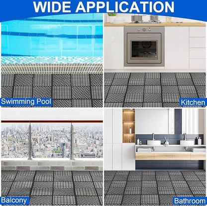 MYFAMIREA Modular Interlocking Cushion 12 Pack 11.8" x 11.8" Rubber Floor Tiles - Image 7