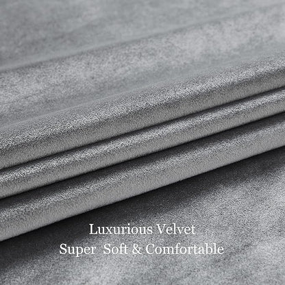 BULBUL Dark Grey Velvet Curtains 72 inch Luxury Elegant Living Room Curtain - Image 5