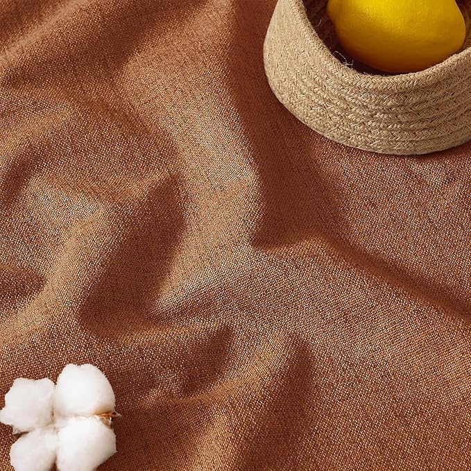 RYB HOME Burnt Orange Total Blackout Curtains Linen Texture, Fall Curtains - Image 8