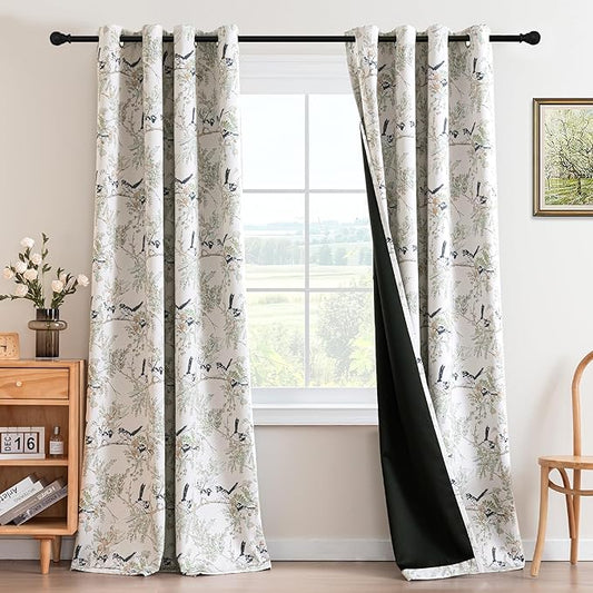 H.VERSAILTEX Floral 100% Blackout Vintage Curtains 96 inch Length 2 Panels Set by HVERSAILTEX