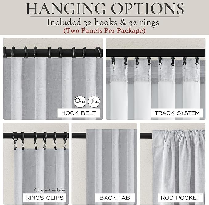 Light Grey Blackout Curtains 90 Inch Length 2 Panels Set - Image 3