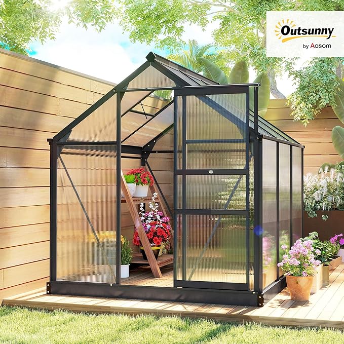 Outsunny 6' x 6' Greenhouse for Outdoors, Polycarbonate Greenhouse - Image 2