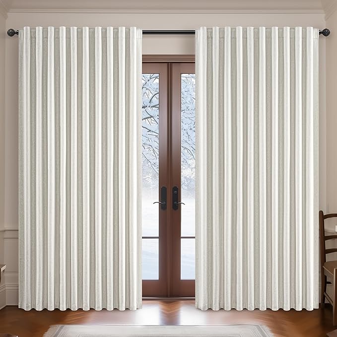 Butter Cream Extra Wide 70 Floor to Ceiling Blackout Curtains by QJMYDECO