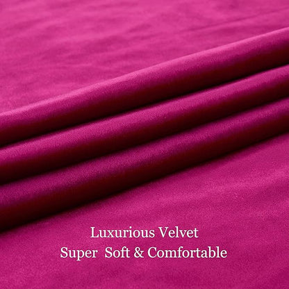 BULBUL Living Room Velvet Window Curtains 102 inch Length- 2 Panels Hot Pink - Image 7