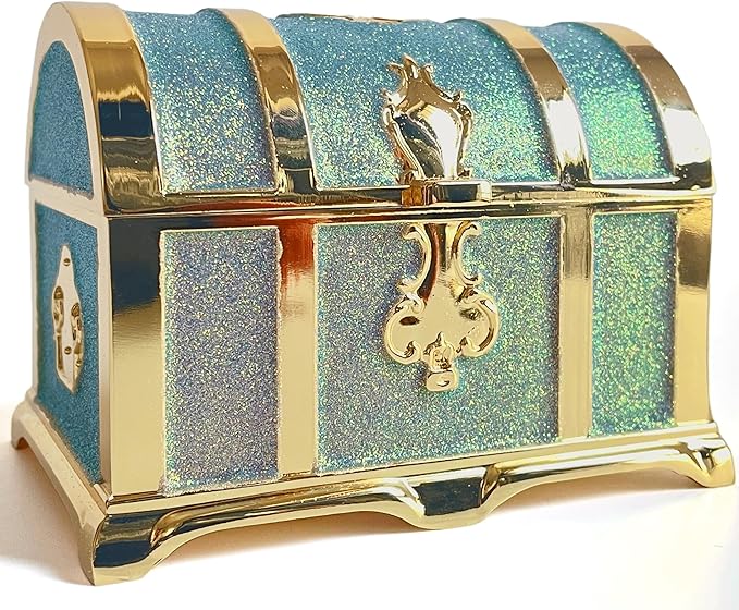 Retro Jewelry Box Arched Vintage Rectangular Metal Chest Necklace Ring Earrings by Unknown