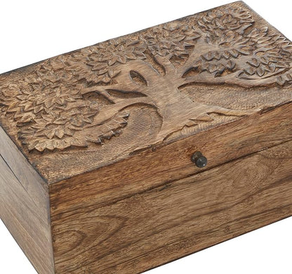 Deco 79 Mango Wood Floral Handmade Decorative Box Decorative Keepsake Boxes - Image 2