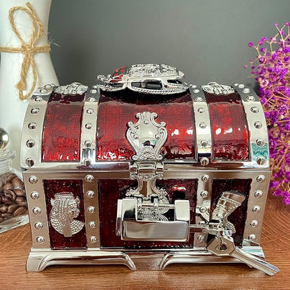 Retro Jewelry Box Arched Vintage Rectangular Metal Chest Necklace Ring Earrings - Image 2