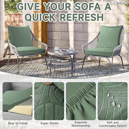 8Pcs Stretch Couch Cushion Covers, Water Resistant Outdoor Sofa Cuhsion Cover - Image 3
