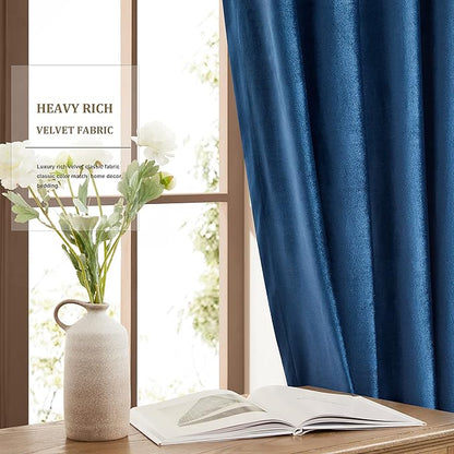 Luxury Navy Blue Velvet Curtains: 108 inches Dark Blue Elegant Living Room - Image 4
