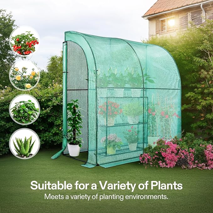 VIVOSUN Lean-to Greenhouse, 6.6’ x 3.3’ x 6.9’ Portable Wall House - Image 6