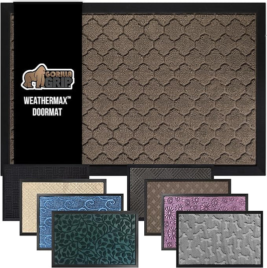 GORILLA GRIP 100% Waterproof All-Season WeatherMax Doormat, US Designed Natural by GorillaGrip
