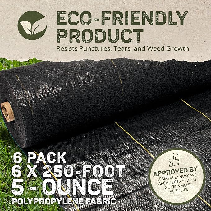 Dewitt 6-Pack Pro-5 Weed Barrier Fabric 5 oz, 6 x 250 Feet – Heavy-Duty Woven - Image 4
