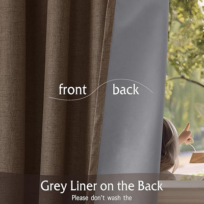 RYB HOME Coffee 100% Blackout Linen Curtains 72 inch Long, Thermal Insulated & - Image 6