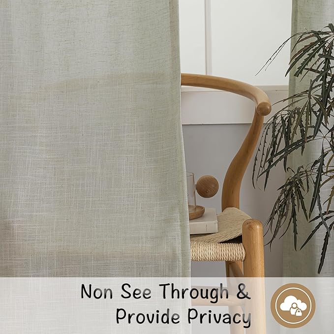 Retro Linen Blend Back Tab Curtains 90 Inches Long - Image 4