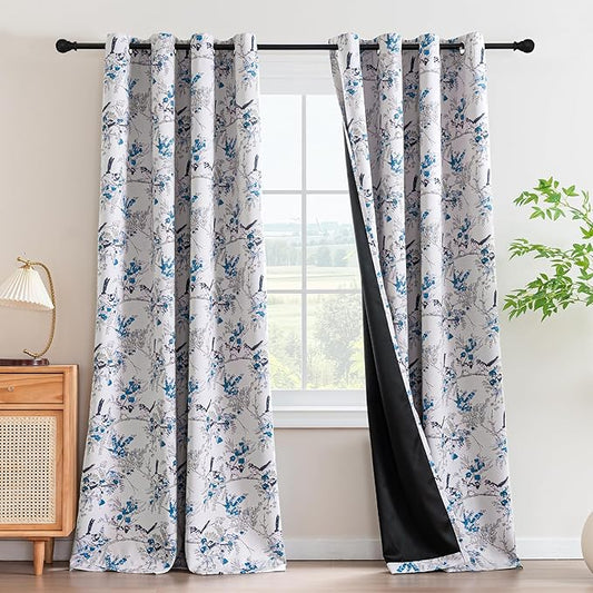 H.VERSAILTEX 100% Blackout Floral Curtains 96 inch Length 2 Panels Vintage by HVERSAILTEX