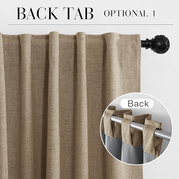 RYB HOME Burlap 100% Blackout Linen Curtains 72 inch Long, Thermal Insulated & - Image 7