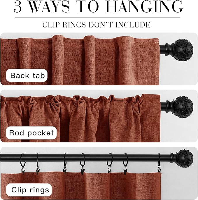 RYB HOME 100% Blackout Linen Textured Curtains 90 inches Long, Insulating - Image 7
