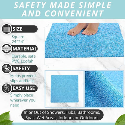 Enkosi Loofah Shower Mat Non Slip – Square Anti Slip Bath Mat - Image 3