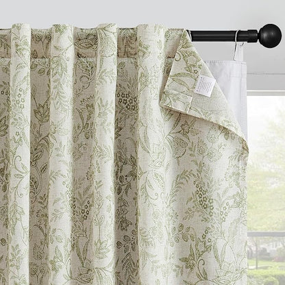 Vangao Linen Curtains with Detachable Blackout Liners Floral Curtains by Vangao