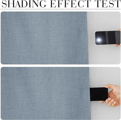 RYB HOME Smoky Blue 100% Blackout Curtains - Image 3