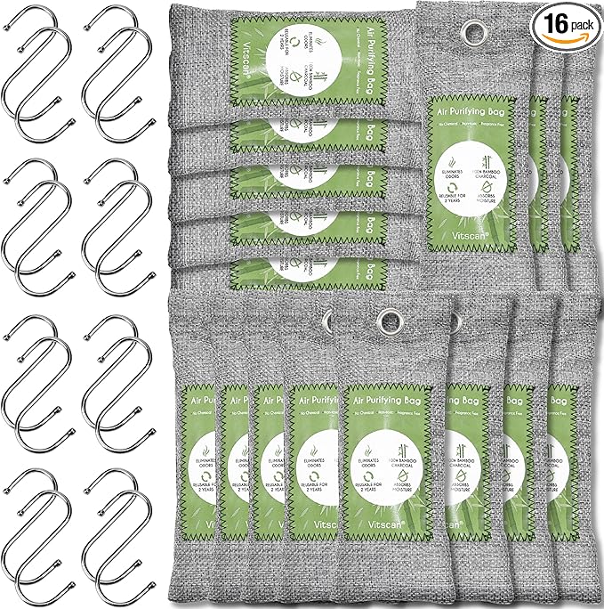 16 Pack Bamboo Charcoal Air Purifying Bag, Activated Charcoal Bags Odor Absorber by VITSCAN