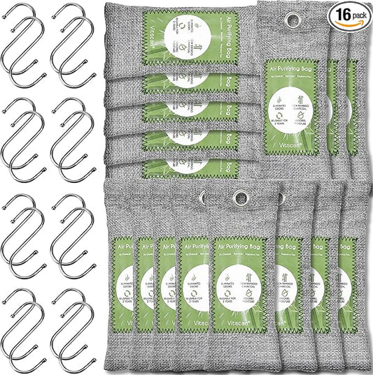 16 Pack Bamboo Charcoal Air Purifying Bag, Activated Charcoal Bags Odor Absorber by VITSCAN