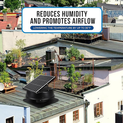 Solar Attic Fan, 40 W, 1600 CFM Large Air Flow Solar Roof Vent Fan, Low Noise - Image 6