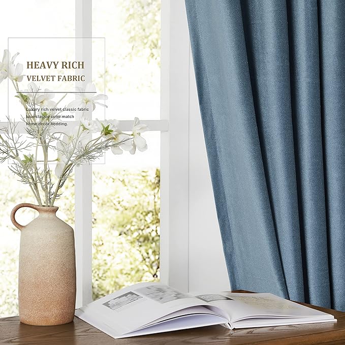 BULBUL Velvet Curtains 63 inch Luxury Elegant Living Room Curtain Modern Light - Image 4