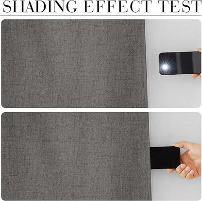 RYB HOME Grey 100% Blackout Short Curtains 52 Width 45 inch Length, Light - Image 2