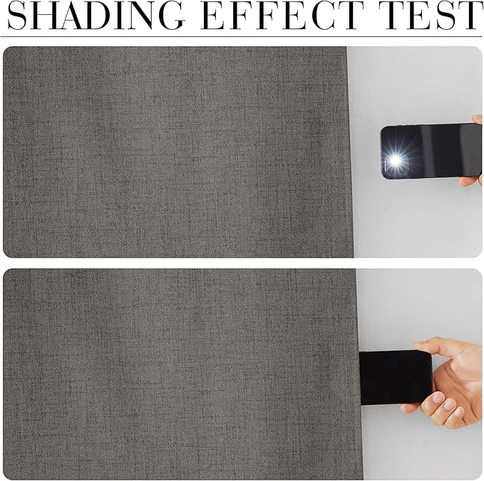 RYB HOME Grey 100% Blackout Curtains 63 inch Long, Light Blacking & Thermal - Image 2