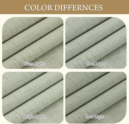 RYB HOME 100% Blackout Sage Green Linen Curtains, Light & Heat Blocking Thermal - Image 5