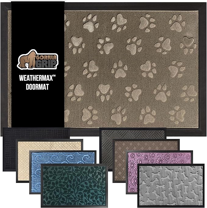 GORILLA GRIP 100% Waterproof All-Season WeatherMax Doormat 35x23, US Designed by GorillaGrip