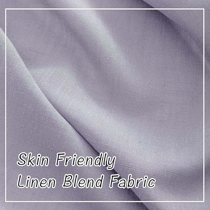 Lilac Purple Linen Back Tab Curtains 96 Inches Long 2 Panels Set - Image 6