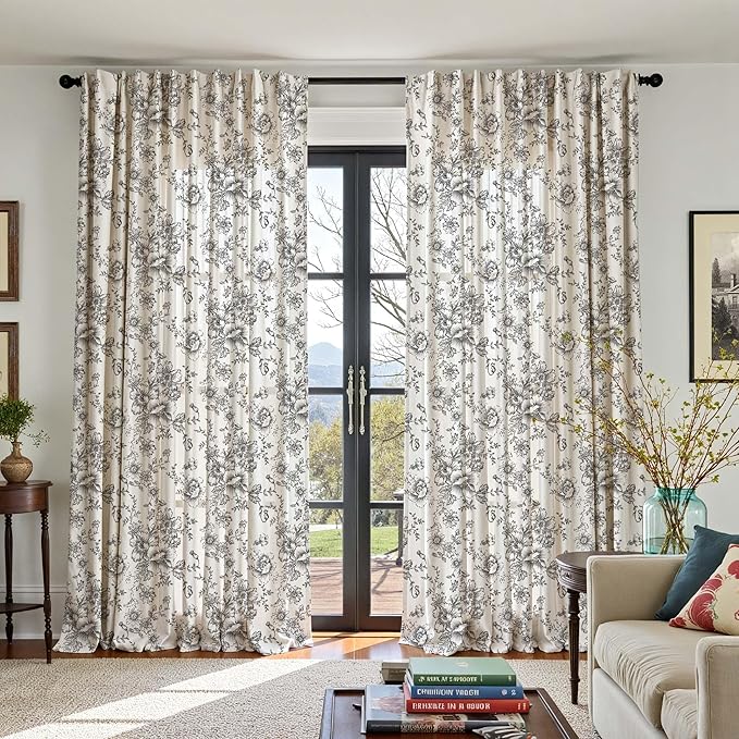 jinchan Linen Floral Curtains 100 Inch Extra Wide - Image 5