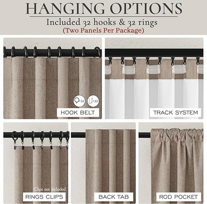 Dark Flax Black Out 90 Inch Long Boho Curtains 2 Panel Set, Farmhouse Curtain - Image 3