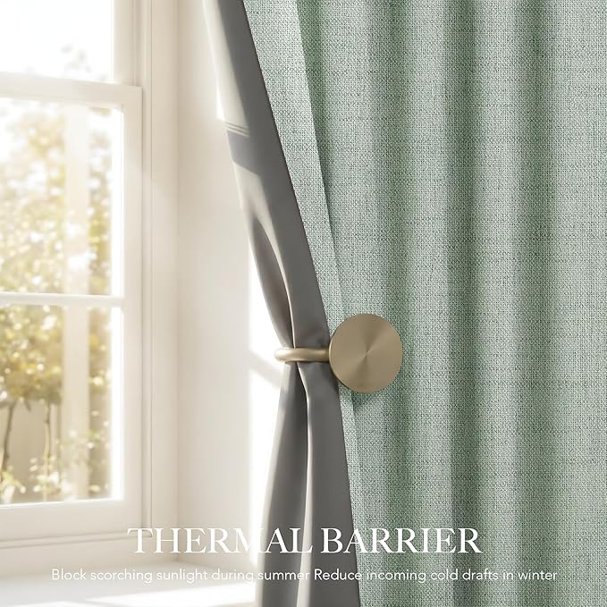 RYB HOME Sage Green 100% Blackout Curtains 90 inches Long, Thermal Insulated - Image 5