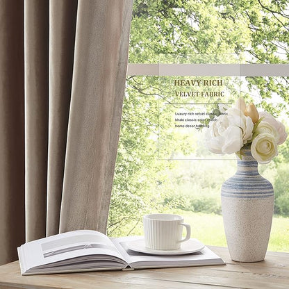 BULBUL Luxury Taupe Velvet Curtains:108 inches Long Elegant Living Room - Image 4