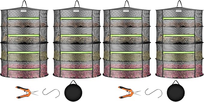 VIVOSUN 4-Pack 4-Layer Mesh Drying Rack Hanging Design by VIVOSUN