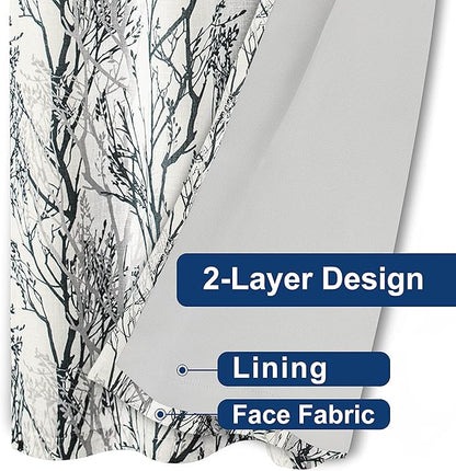 DriftAway Linen Printed Blackout Curtains Tree Branch Pattern Double Layer 84 - Image 7