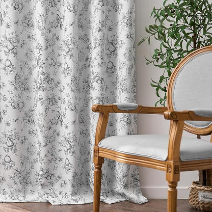 jinchan 95% Blackout Floral Curtains 96 Inches Long, Printed Flower Black - Image 8