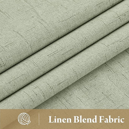 RYB HOME 100% Blackout Sage Green Linen Curtains, Extra Long Light & Heat - Image 2