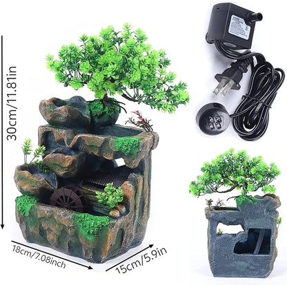 11.81" Tabletop Rockery Fountain Indoor Waterfall Bonsai Desktop Mini Rockery - Image 5