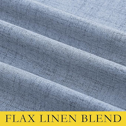 NICETOWN Stone Blue Vintage Linen 100% Blackout Curtains - Image 8