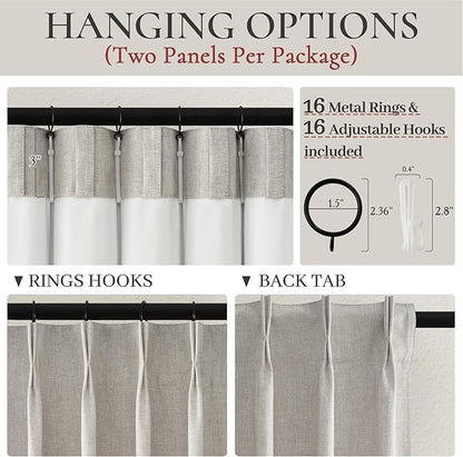 Grey Beige Viral Thick Linen Blackout Curtains 90 Inches Long - Image 4