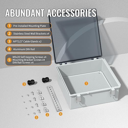 Joinfworld Outdoor Waterproof Electrical Box 13x13x5 Nema Box Weatherproof - Image 5