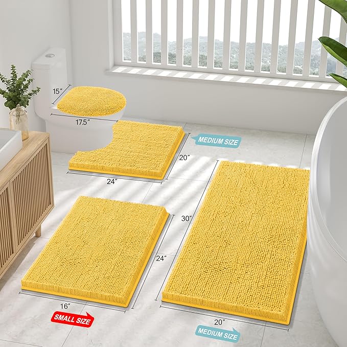 Smiry Luxury Chenille Bathroom Rugs 34x21, Extra Soft and Absorbent Shaggy Bath - Image 2