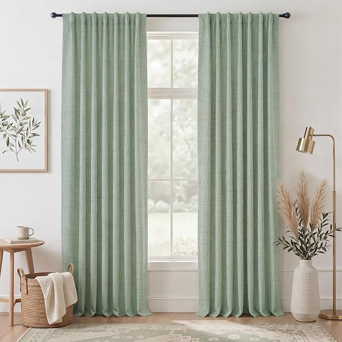 RYB HOME Sage Green 100% Blackout Curtains 102 inches Long, Thermal Insulated by RYBHOME