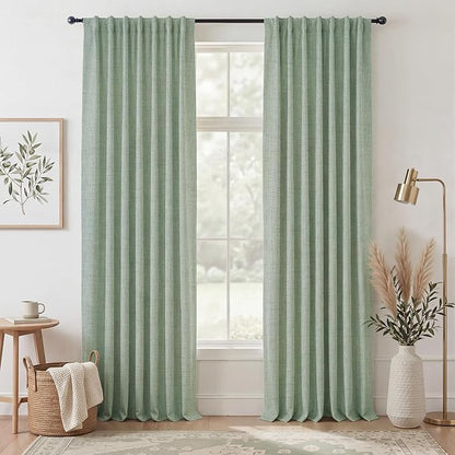 RYB HOME Sage Green 100% Blackout Curtains 102 inches Long, Thermal Insulated by RYBHOME