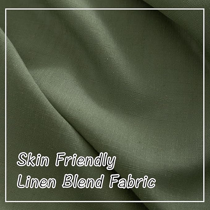 DONREN Olive Linen Back Tab Curtains 144 Inches Extra Long Ceiling to Floor - Image 5