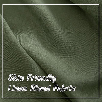 Olive Linen Back Tab Curtains 108 Inches Long Ceiling to Floor - Image 5